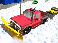 Winter snow plow jeep driving