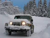 Offroad snow jeep passenger mountain uphill driving