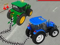 Chained tractor towing simulator