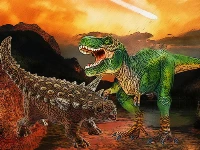 Dinosaurs fight jigsaw